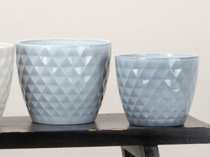 Szaroniebieska osłonka na doniczkę 832 Crystal 14 Washed Denim Scheurich