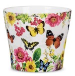 Kolorowa osłonka na doniczkę 808 rozmiar 11 w kwiaty i motyle. Osłonki ceramiczne Scheurich Paradise.