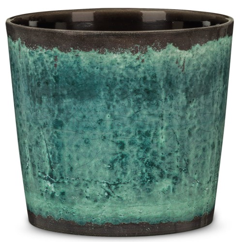 Niebieska osłonka na doniczkę Scheurich Ocean Glaze.jpg