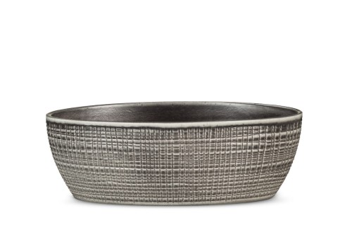 Podłużna szara osłonka misa na kwiaty Scheurich 566.jpg