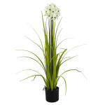 Sztuczna trawa w doniczce >>> czosnek ozdobny z białymi kwiatami wys. 70 cm