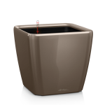 Szarobrązowa elegancka donica z nawadnianiem i wyjmowanym wkładem Lechuza Quadro Premium LS 28  Taupe