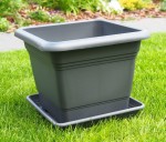 Ciemnoszara doniczka Scheurich Nora 23 Metallic Grey kwadratowa