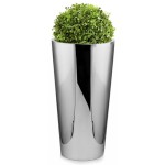 Luksusowa lustrzana wysoka donica Cone Mirror • srebrna wys. 72cm • stal nierdzewna