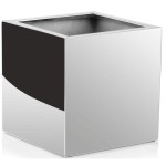 Lustrzana kwadratowa donica Cube Mirror • kostka  srebrna 25 cm • stal nierdzewna