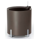 Brązowoszara donica na srebrnych nóżkach Mondum Mediterraneo Round • donice modułowe z nawadnianiem • wys. 45 cm taupe • wodowskaz biały lub czarny