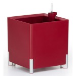 Czerwona donica na srebrnych nogach Mondum Mediterraneo Square • donice modułowe z nawadnianiem wys. 45 cm •  wodowskaz biały lub czarny