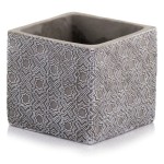 Szara betonowa osłonka na doniczkę Polnix 05.161 kostka Etno kwadratowa