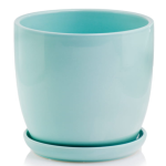 Miętowa doniczka ceramiczna z podstawką Polnix 13 cm Amsterdam