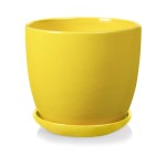 Żółta doniczka ceramiczna z podstawką śr. 17 cm  Amsterdam Polnix 02.446
