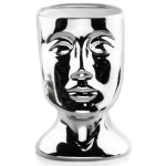 Srebrna lustrzana doniczka głowa połysk Polnix wys. 18 cm osłonka twarz 