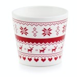 Biało czerwona klasyczna osłonka na doniczkę z świątecznym motywem Polnix