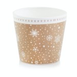 Beżowa klasyczna osłonka na doniczkę z świątecznym motywem Polnix