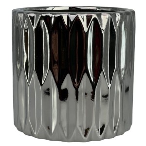 Srebrna osłonka na doniczkę walec lustrzana geometryczna Polnix 09.118