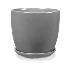 Szara doniczka ceramiczna z podstawką 15 cm Polnix Amsterdam 02.458
