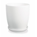 Biała wysoka doniczka ceramiczna z podstawką 13 cm Amsterdam  Polnix 15.007