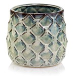 Ceramiczna słonka na doniczkę ze wzorem 12 ciemnoturkusowa brązowa Polnix Vintage 01.008