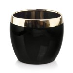 Czarna kulista osłonka na doniczkę 14 cm ze złotym lustrzanym pasem Polnix 09.145