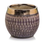 Fioletowa kulista osłonka na doniczkę ze złotomiedzianym pasem 16 Polnix 44.014