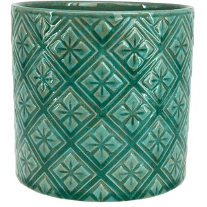 Turkusowa osłonka na doniczkę Polnix Vintage walec 23 kwiatki