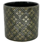 Zielona osłonka na doniczkę Polnix Vintage walec 16 kwiatki