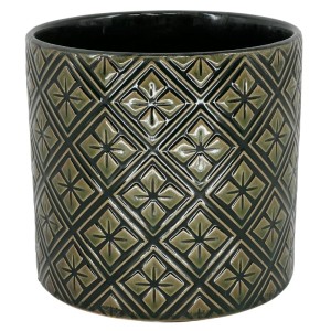 Zielona osłonka na doniczkę ceramiczna Polnix Vintage 20 kwiatki