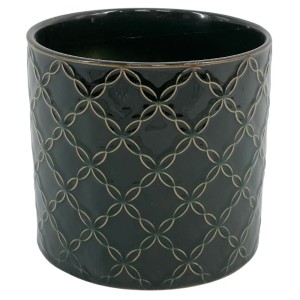 Zielona osłonka na doniczkę ceramiczna Polnix Vintage 20 łańcuszki