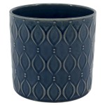 Granatowa osłonka na doniczkę ceramiczna Polnix Vintage 20 łezki