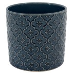 Granatowa osłonka na doniczkę ceramiczna Polnix Vintage 20 ornament 