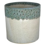 Ceramiczna osłonka na doniczkę Polnix kremowa turkusowa 23 Vintage