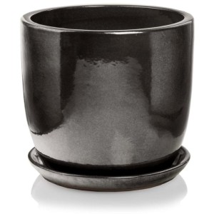 Grafitowa donica ceramiczna z podstawką mrozoodporna 41 cm Polnix  Barcelona