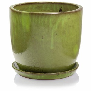 Zielona donica ceramiczna z podstawką mrozoodporna 41 cm Polnix  Barcelona