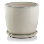 Kremowa donica ceramiczna ogrodowa z podstawką  23 cm Polnix  Barcelona