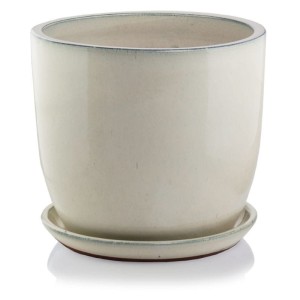Kremowa donica ceramiczna ogrodowa z podstawką 41 cm Polnix  Barcelona 