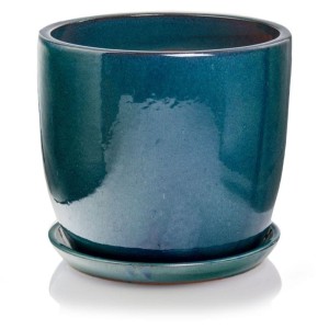 Turkusowa donica ceramiczna ogrodowa z podstawką  41 cm Polnix  Barcelona 28.033 