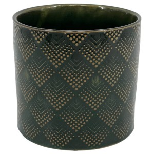 Zielona osłonka na doniczkę Polnix ceramiczna Vintage 23 kropelki