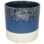 Ceramiczna osłonka na doniczkę Polnix granatowa kremowa 16 Vintage