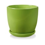 Zielona doniczka ceramiczna z podstawką 15 cm Polnix Amsterdam 02.445