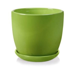 Zielona doniczka ceramiczna z podstawką 15 cm Polnix Amsterdam 02.445
