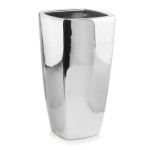 Wysoka srebrna lustrzana osłonka  z korkiem połysk Moon 38 cm donica Polnix 01.506