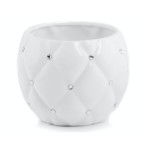 Biała osłonka na doniczkę Polnix Glamour 02.694 >>> doniczka kula z cyrkoniami