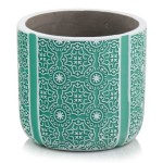 Turkusowa osłonka na doniczkę Polnix 05.266 walec Etno ornament