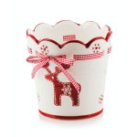 Świąteczna osłonka na doniczkę z reniferem i wstążeczką Polnix 39.030