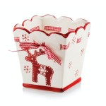 Świąteczna osłonka na doniczkę z reniferem i wstążeczką Polnix 39.031