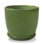 Doniczka ceramiczna z podstawką 15 cm Polnix Amsterdam 02.666 ciemna zieleń 