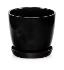 Czarna doniczka ceramiczna z podstawką 24 cm Polnix Amsterdam