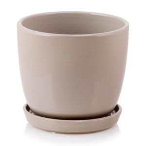 Szarobeżowa doniczka ceramiczna z podstawką 20 cm Polnix Amsterdam 15.006