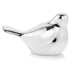 Srebrny ptaszek - figurka ceramiczna 13 x 8 x 7 cm