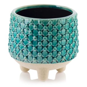 Turkusowa osłonka na doniczkę Polnix 09.130 na nóżkach Vintage 16