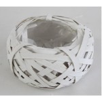 Biała osłonka doniczka wiklinowa Ø 16 cm wys. 8,5 cm